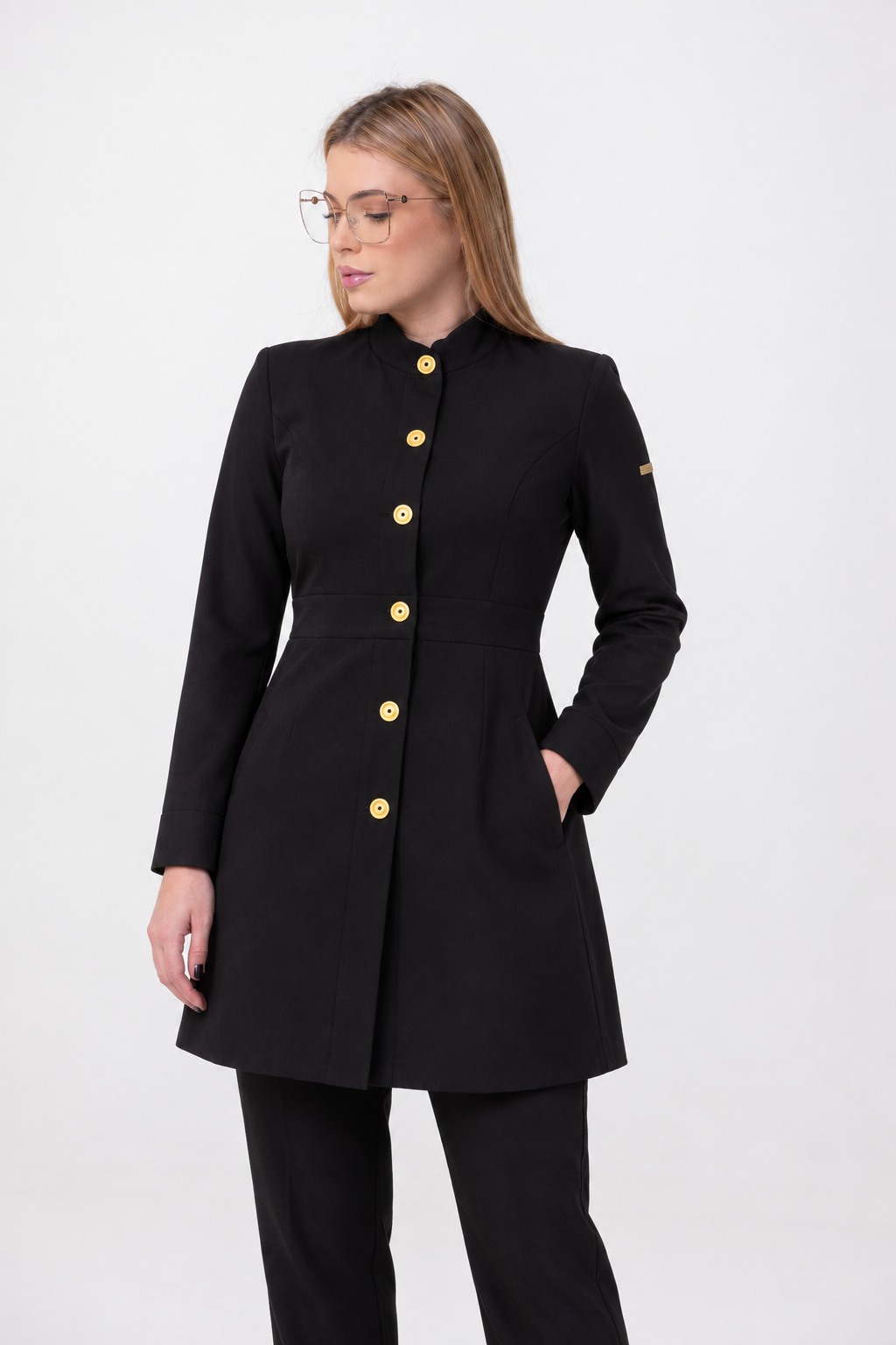 Jaleco Sublime — Preto — modelo virtual